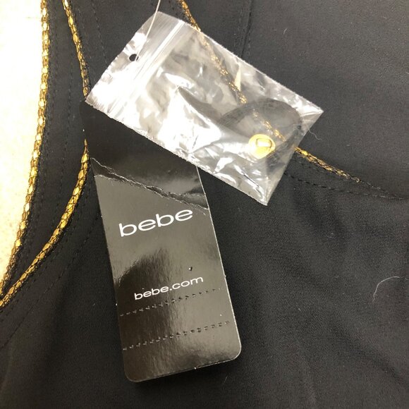 Bebe Tunic Top Split Sides Open Back Sheer Lined Romantic Whimsigoth Black Sexy - Picture 11 of 12